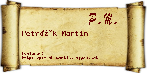 Petrák Martin névjegykártya