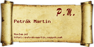 Petrák Martin névjegykártya